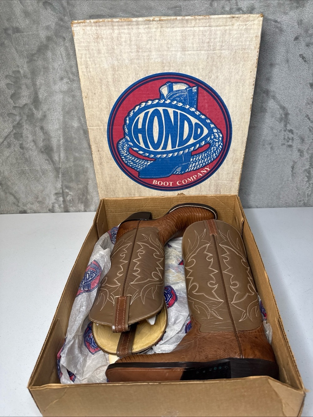 Hondo Boots VTG Womens 4.5 B Tall Sand Genuine Lizard Cowboy Western Boots 8308